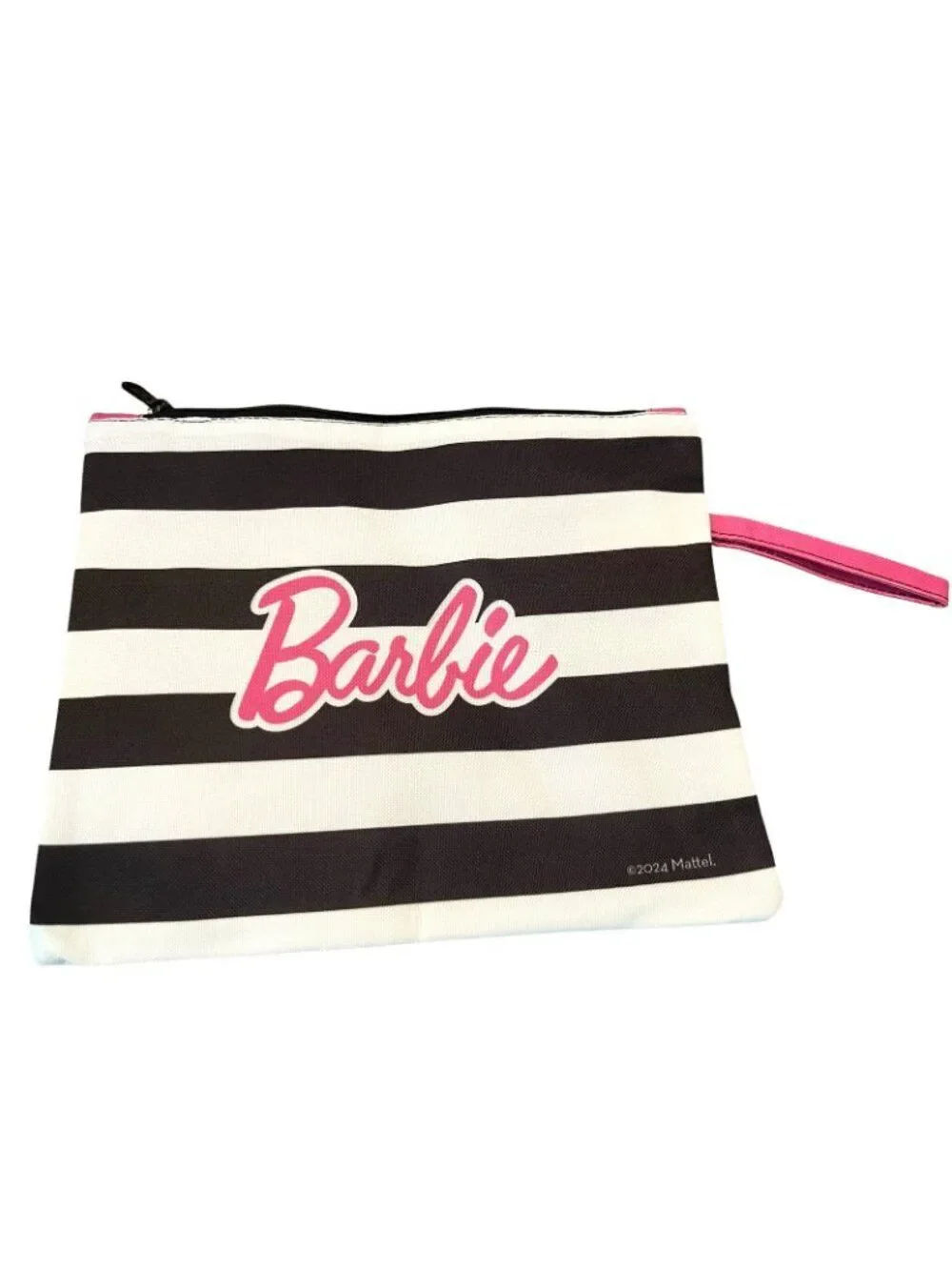 Barbie Cosmetic Trave; Bag Pouch Water Resistant Wet Dry Zipper Striped